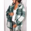 imageSHEWIN Womens Long Sleeve Button Down Plaid Shirts Flannel Hooded Shacket Jacket Hoodie CoatsD Light Green