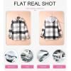 imageSHEWIN Womens Long Sleeve Button Down Plaid Shirts Flannel Hooded Shacket Jacket Hoodie CoatsD Light Grey