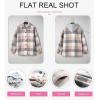 imageSHEWIN Womens Long Sleeve Button Down Plaid Shirts Flannel Hooded Shacket Jacket Hoodie CoatsD Pink