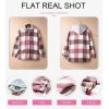 imageSHEWIN Womens Long Sleeve Button Down Plaid Shirts Flannel Hooded Shacket Jacket Hoodie CoatsD Rose