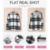 imageSHEWIN Womens Long Sleeve Button Down Plaid Shirts Flannel Hooded Shacket Jacket Hoodie CoatsD1 Black
