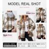 imageSHEWIN Womens Long Sleeve Button Down Plaid Shirts Flannel Hooded Shacket Jacket Hoodie CoatsD1 Brown