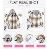 imageSHEWIN Womens Long Sleeve Button Down Plaid Shirts Flannel Hooded Shacket Jacket Hoodie CoatsD1 Brown