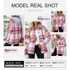 imageSHEWIN Womens Long Sleeve Button Down Plaid Shirts Flannel Hooded Shacket Jacket Hoodie CoatsD1 Deep Pink