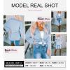 imageSHEWIN Womens Shacket Casual Long Sleeve Button Down Shirts Loose Boyfriend Shirt Jackets TopsB Blue