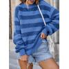 imageSHEWIN Womens Sweaters 2024 Casual Long Sleeve Crewneck Color Block Striped Knit Lightweight Pullover Sweater TopsBlue Stripe