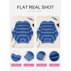 imageSHEWIN Womens Sweaters 2024 Casual Long Sleeve Crewneck Color Block Striped Knit Lightweight Pullover Sweater TopsBlue Stripe