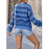 imageSHEWIN Womens Sweaters 2024 Casual Long Sleeve Crewneck Color Block Striped Knit Lightweight Pullover Sweater TopsBlue Stripe