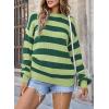 imageSHEWIN Womens Sweaters 2024 Casual Long Sleeve Crewneck Color Block Striped Knit Lightweight Pullover Sweater TopsGreen Stripe