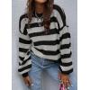 imageSHEWIN Womens Sweaters 2024 Casual Long Sleeve Crewneck Color Block Striped Knit Lightweight Pullover Sweater TopsGrey Stripe