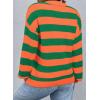 imageSHEWIN Womens Sweaters 2024 Casual Long Sleeve Crewneck Color Block Striped Knit Lightweight Pullover Sweater TopsOrange Stripe