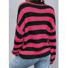 imageSHEWIN Womens Sweaters 2024 Casual Long Sleeve Crewneck Color Block Striped Knit Lightweight Pullover Sweater TopsPink Stripe