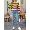 imageSHEWIN Womens Sweaters 2024 Casual Long Sleeve Crewneck Color Block Striped Knit Lightweight Pullover Sweater TopsPurple Stripe