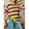 imageSHEWIN Womens Sweaters 2024 Casual Long Sleeve Crewneck Color Block Striped Knit Lightweight Pullover Sweater TopsPurple Stripe