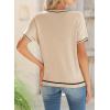 imageSHEWIN Womens Tops Trendy Casual Short Sleeve Shirts Crewneck Lightweight Knit Sweater TopB Apricot