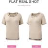 imageSHEWIN Womens Tops Trendy Casual Short Sleeve Shirts Crewneck Lightweight Knit Sweater TopB Apricot