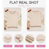 imageSHEWIN Womens Tops Trendy Casual Short Sleeve Shirts Crewneck Lightweight Knit Sweater TopB Apricot