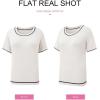 imageSHEWIN Womens Tops Trendy Casual Short Sleeve Shirts Crewneck Lightweight Knit Sweater TopC White