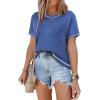 imageSHEWIN Womens Tops Trendy Casual Short Sleeve Shirts Crewneck Lightweight Knit Sweater TopD Blue