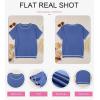 imageSHEWIN Womens Tops Trendy Casual Short Sleeve Shirts Crewneck Lightweight Knit Sweater TopD Blue