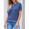 imageSHEWIN Womens Tops Trendy Casual Short Sleeve Shirts Crewneck Lightweight Knit Sweater TopD Blue