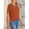 imageSHEWIN Womens Tops Trendy Casual Short Sleeve Shirts Crewneck Lightweight Knit Sweater TopE Gold