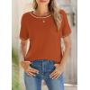 imageSHEWIN Womens Tops Trendy Casual Short Sleeve Shirts Crewneck Lightweight Knit Sweater TopE Gold