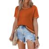 imageSHEWIN Womens Tops Trendy Casual Short Sleeve Shirts Crewneck Lightweight Knit Sweater TopE Gold