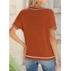 imageSHEWIN Womens Tops Trendy Casual Short Sleeve Shirts Crewneck Lightweight Knit Sweater TopE Gold