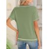 imageSHEWIN Womens Tops Trendy Casual Short Sleeve Shirts Crewneck Lightweight Knit Sweater TopE Green