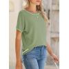 imageSHEWIN Womens Tops Trendy Casual Short Sleeve Shirts Crewneck Lightweight Knit Sweater TopE Green