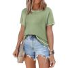 imageSHEWIN Womens Tops Trendy Casual Short Sleeve Shirts Crewneck Lightweight Knit Sweater TopE Green