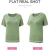 imageSHEWIN Womens Tops Trendy Casual Short Sleeve Shirts Crewneck Lightweight Knit Sweater TopE Green