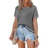 imageSHEWIN Womens Tops Trendy Casual Short Sleeve Shirts Crewneck Lightweight Knit Sweater TopE Grey