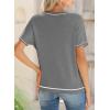 imageSHEWIN Womens Tops Trendy Casual Short Sleeve Shirts Crewneck Lightweight Knit Sweater TopE Grey