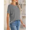 imageSHEWIN Womens Tops Trendy Casual Short Sleeve Shirts Crewneck Lightweight Knit Sweater TopE Grey