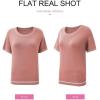 imageSHEWIN Womens Tops Trendy Casual Short Sleeve Shirts Crewneck Lightweight Knit Sweater TopE Pink