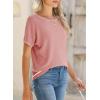 imageSHEWIN Womens Tops Trendy Casual Short Sleeve Shirts Crewneck Lightweight Knit Sweater TopE Pink