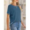 imageSHEWIN Womens Tops Trendy Casual Short Sleeve Shirts Crewneck Lightweight Knit Sweater TopReal Teal