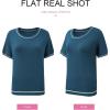 imageSHEWIN Womens Tops Trendy Casual Short Sleeve Shirts Crewneck Lightweight Knit Sweater TopReal Teal