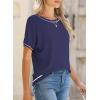 imageSHEWIN Womens Tops Trendy Casual Short Sleeve Shirts Crewneck Lightweight Knit Sweater TopSail Blue