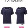 imageSHEWIN Womens Tops Trendy Casual Short Sleeve Shirts Crewneck Lightweight Knit Sweater TopSail Blue