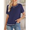 imageSHEWIN Womens Tops Trendy Casual Short Sleeve Shirts Crewneck Lightweight Knit Sweater TopSail Blue