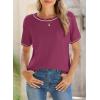 imageSHEWIN Womens Tops Trendy Casual Short Sleeve Shirts Crewneck Lightweight Knit Sweater TopValerian