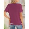 imageSHEWIN Womens Tops Trendy Casual Short Sleeve Shirts Crewneck Lightweight Knit Sweater TopValerian