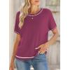 imageSHEWIN Womens Tops Trendy Casual Short Sleeve Shirts Crewneck Lightweight Knit Sweater TopValerian