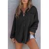imageSHEWIN Womens Waffle Knit Button Down Shirts Casual Long Sleeve Shacket Jacket Boyfriend Tops Blouses Loose FitA Black