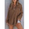 imageSHEWIN Womens Waffle Knit Button Down Shirts Casual Long Sleeve Shacket Jacket Boyfriend Tops Blouses Loose FitA Coffee