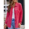 imageSHEWIN Womens Waffle Knit Button Down Shirts Casual Long Sleeve Shacket Jacket Boyfriend Tops Blouses Loose FitA Hot Pink
