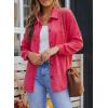 imageSHEWIN Womens Waffle Knit Button Down Shirts Casual Long Sleeve Shacket Jacket Boyfriend Tops Blouses Loose FitA Hot Pink
